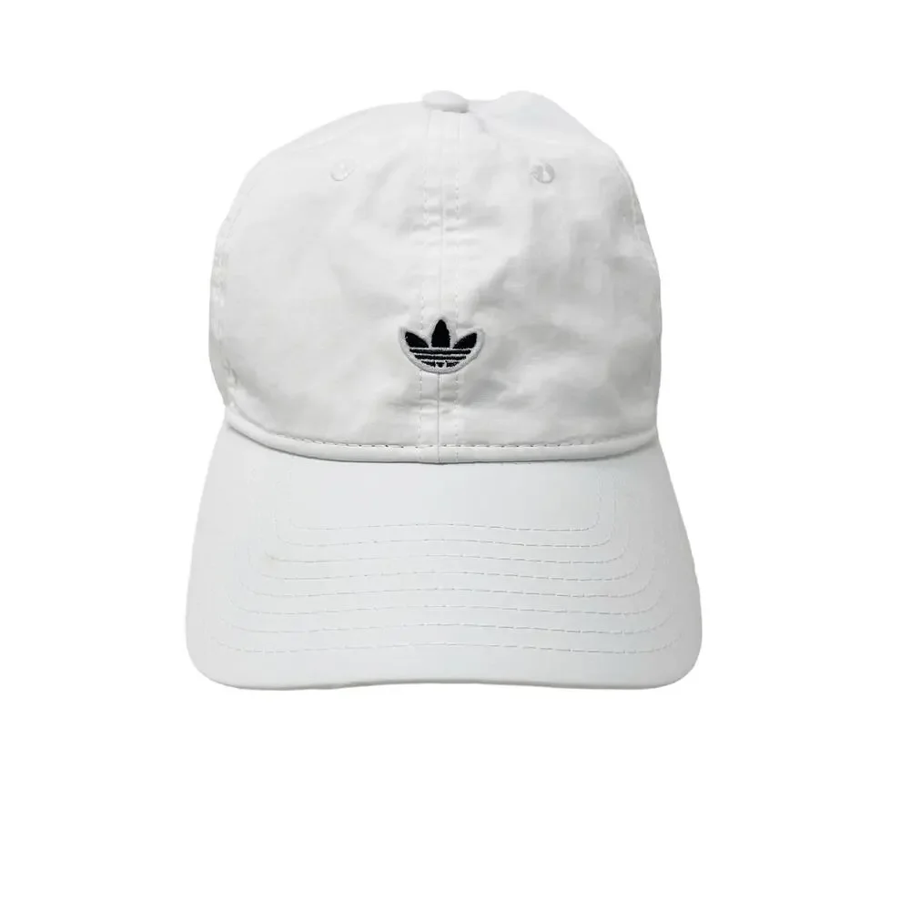 Adidas Womens White Black Relaxed Strap Back Hat Embroidered Logo Cap Adjustable
